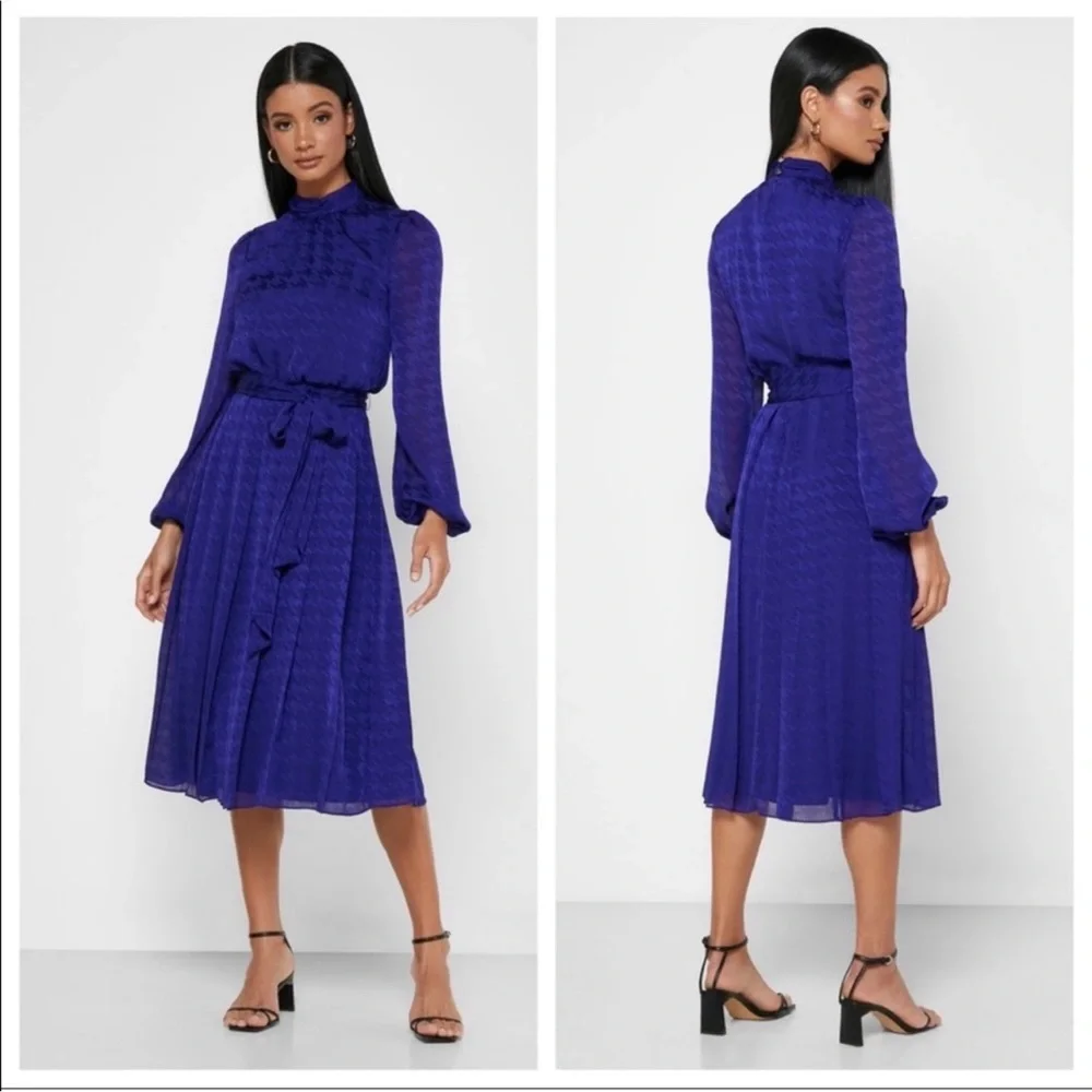 Ted Baker Wilmer Houndstooth Pleated Midi Dress